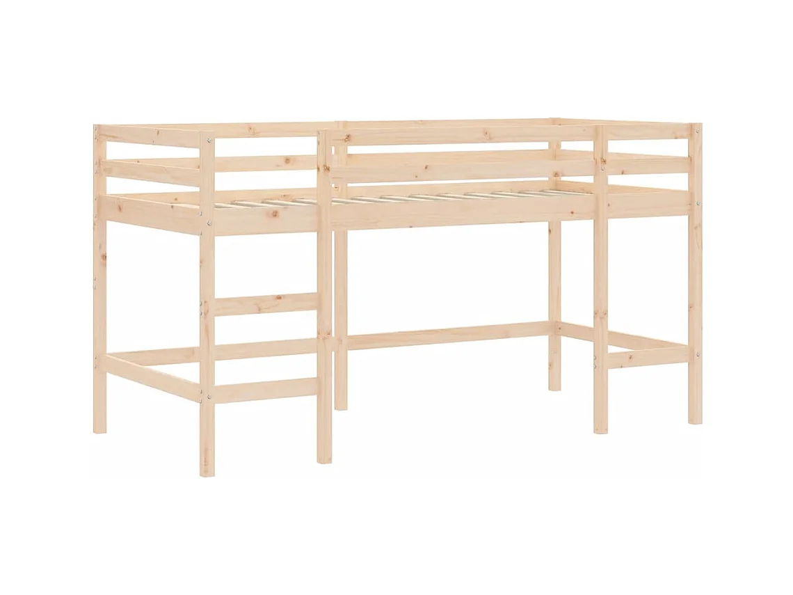 vidaXL Cama alta para niños con cortinas madera pino azul 90x200 cm
