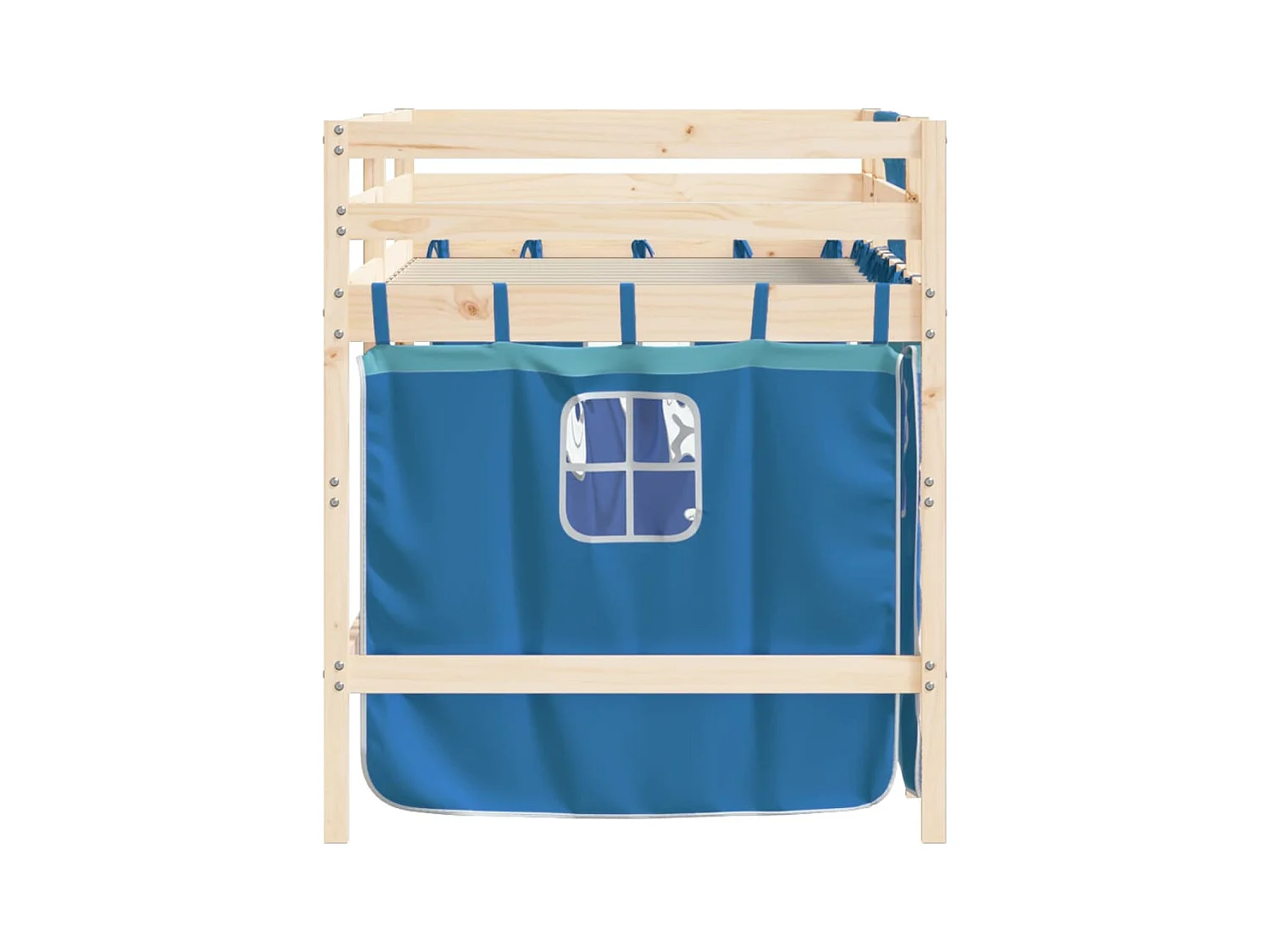 vidaXL Cama alta para niños con cortinas madera pino azul 90x200 cm