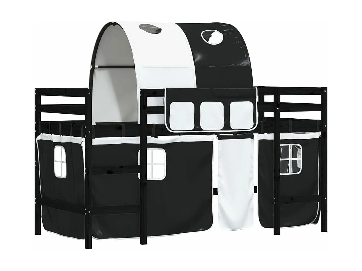 hoogslaper met tunnel 80x200 cm grenenhout wit en zwart