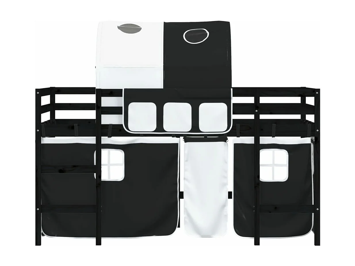 hoogslaper met tunnel 80x200 cm grenenhout wit en zwart