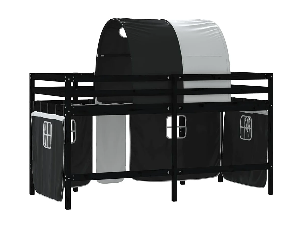 hoogslaper met tunnel 80x200 cm grenenhout wit en zwart