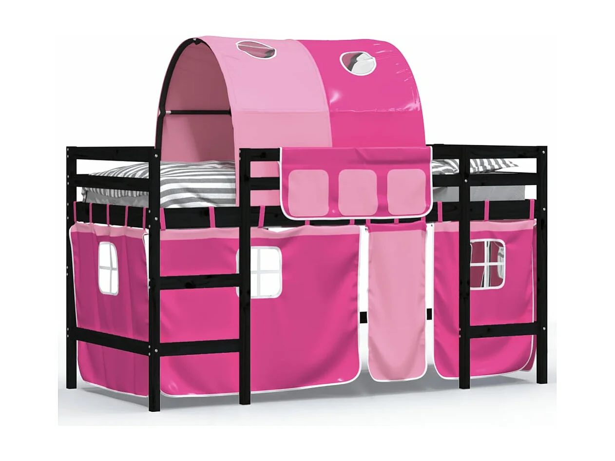 hoogslaper met tunnel 90x190 cm massief grenenhout roze