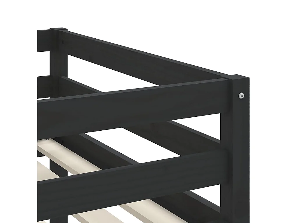 hoogslaper met ladder 90x200 cm massief grenenhout zwart