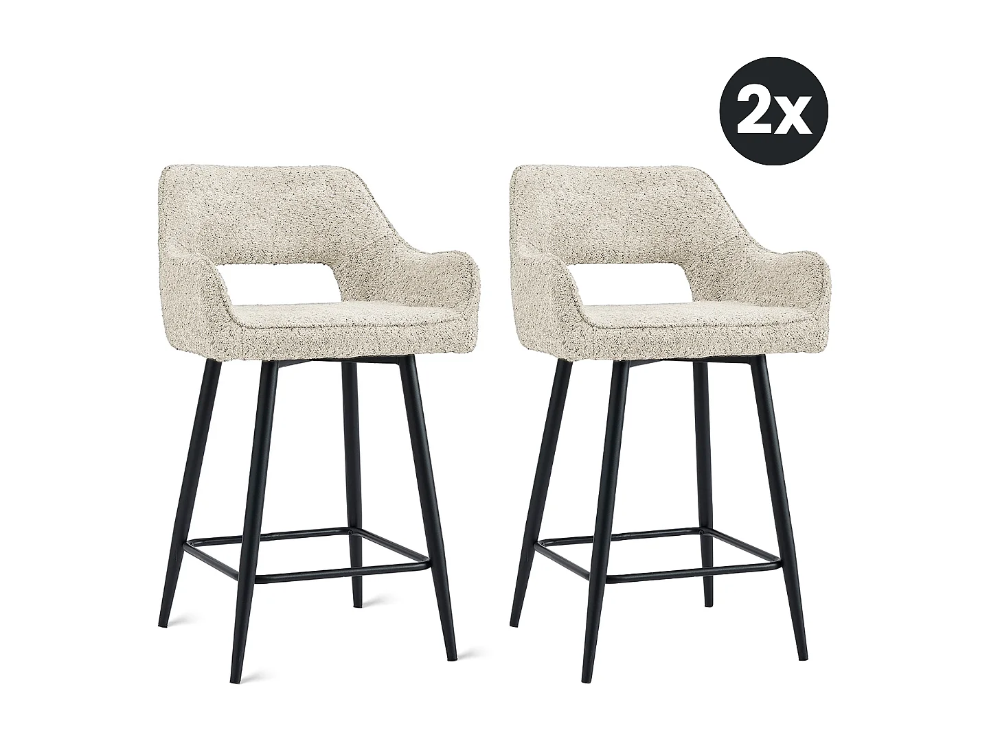 2x Barkruk Ray - Stof Beige (Set van 2)