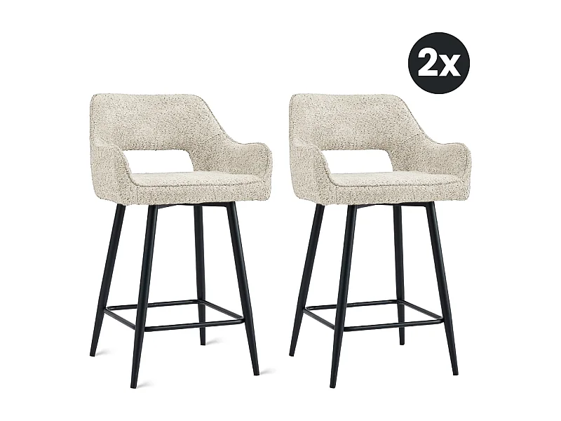 2x Barkruk Ray - Stof Beige (Set van 2)