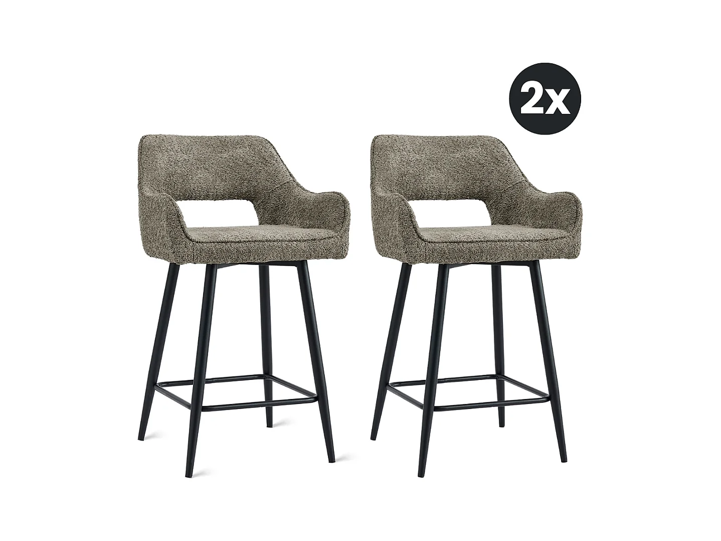 2x Barkruk Ray - Stof Taupe (Set van 2)