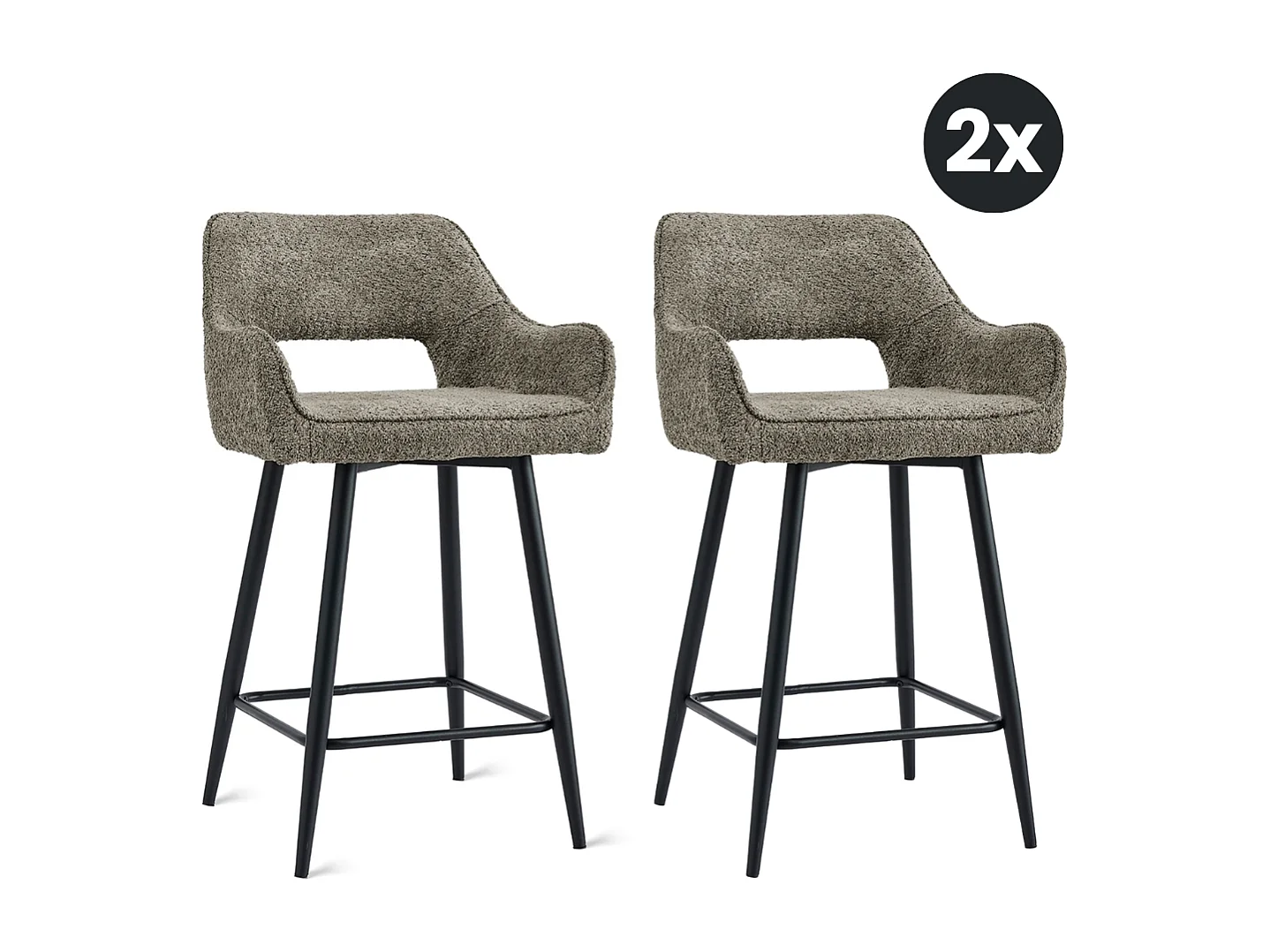 2x Barkruk Ray - Stof Taupe (Set van 2)