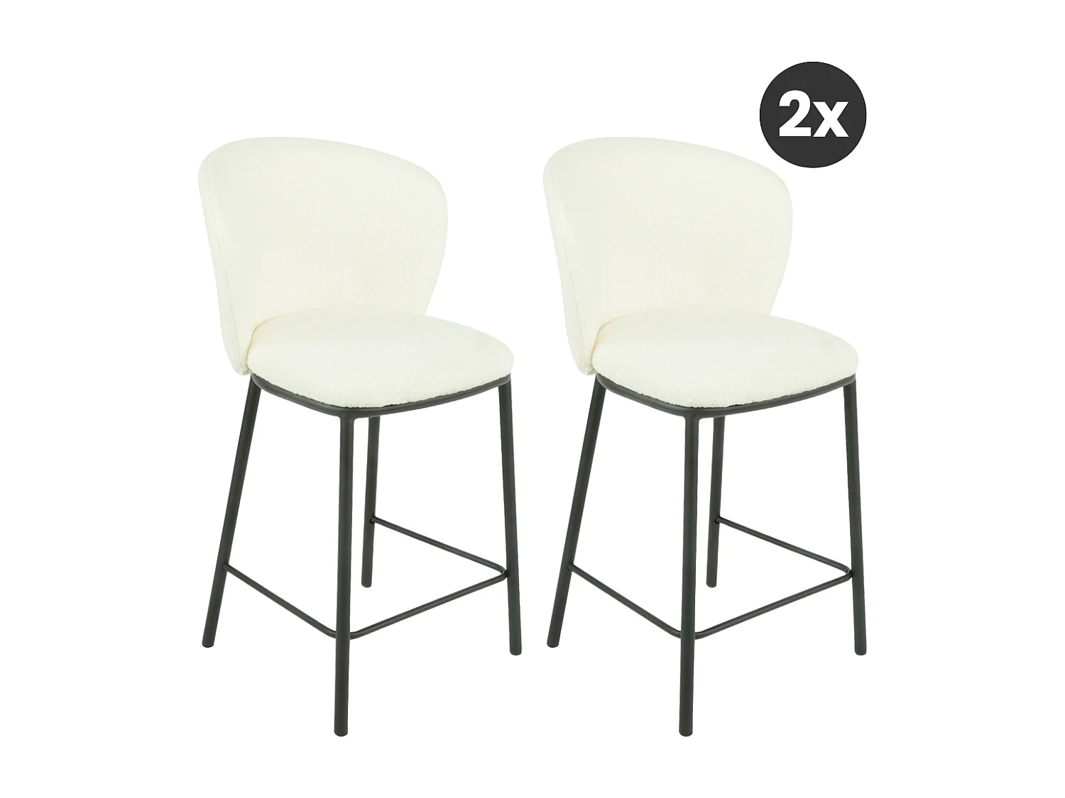 2x Barkruk Loa - Bouclé Ivoor