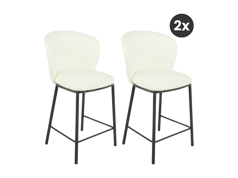 2x Barkruk Loa - Bouclé Ivoor