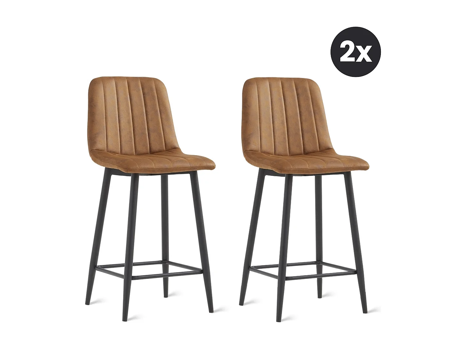 2x Barkruk Jax - Microleder Cognac (Set van 2)