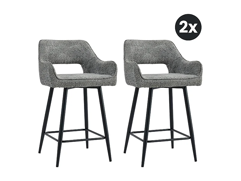 2x Barkruk Ray - Stof Antraciet (Set van 2)