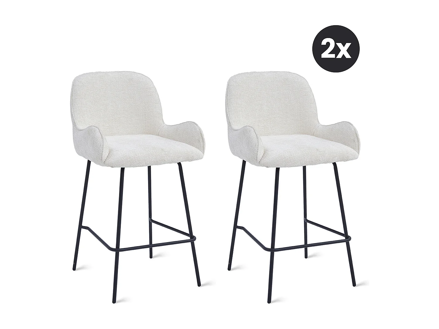 2x Barkruk Lily - Ivoor (Set van 2)