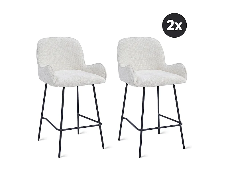 2x Barkruk Lily - Ivoor (Set van 2)