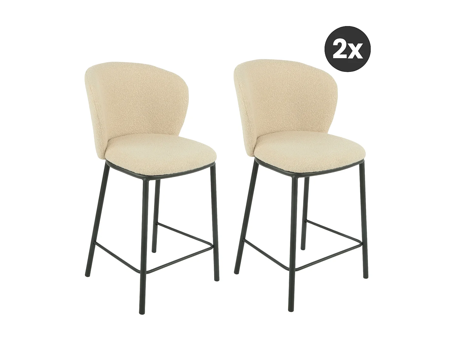 2x Barkruk Loa - Bouclé Taupe