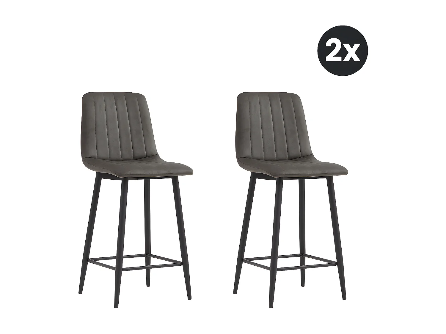 2x Barkruk Jax - Microleder Antraciet (Set van 2)
