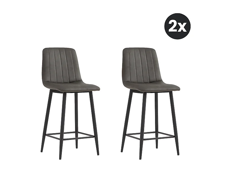 2x Barkruk Jax - Microleder Antraciet (Set van 2)