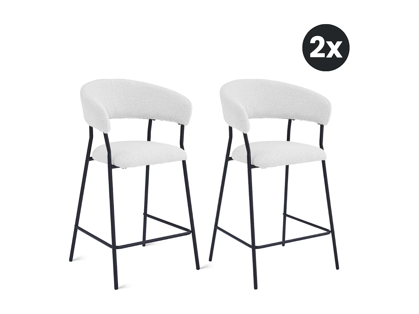 2x Barkruk Ava - Bouclé Ivoor (Set van 2)