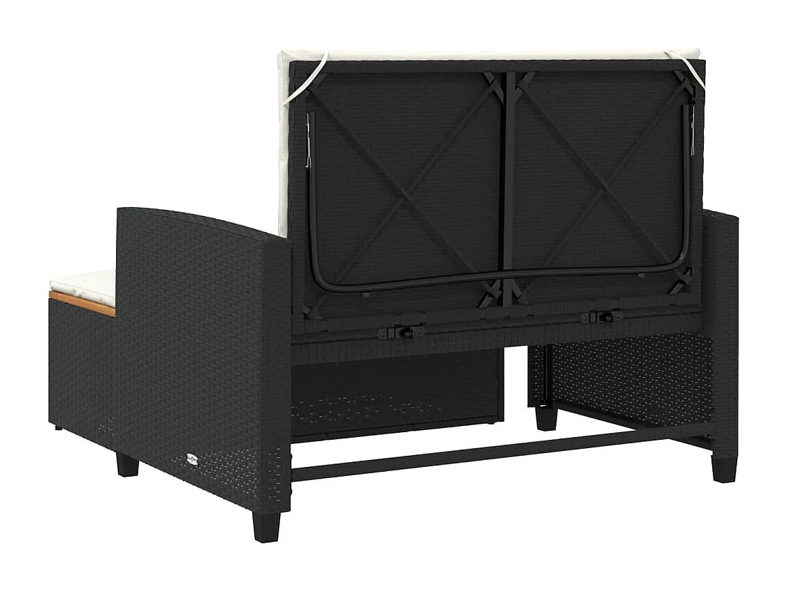 Canapé de jardin 2 places coussins noir résine tressée&acacia