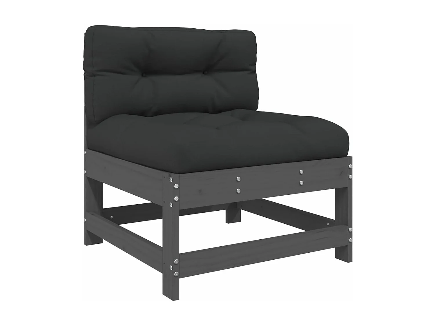 Salon de jardin 7 pcs avec coussins gris bois massif