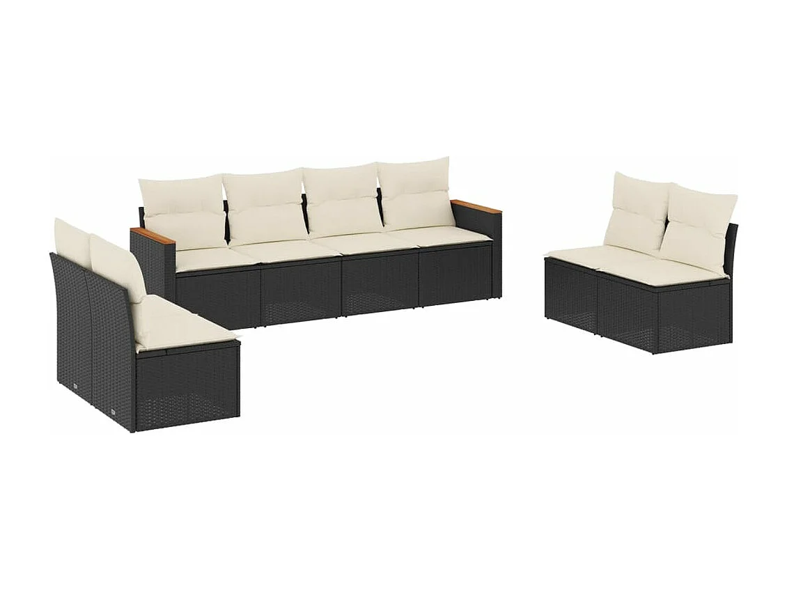 vidaXL Set de sofás de jardín 8 piezas y cojines ratán sintético negro