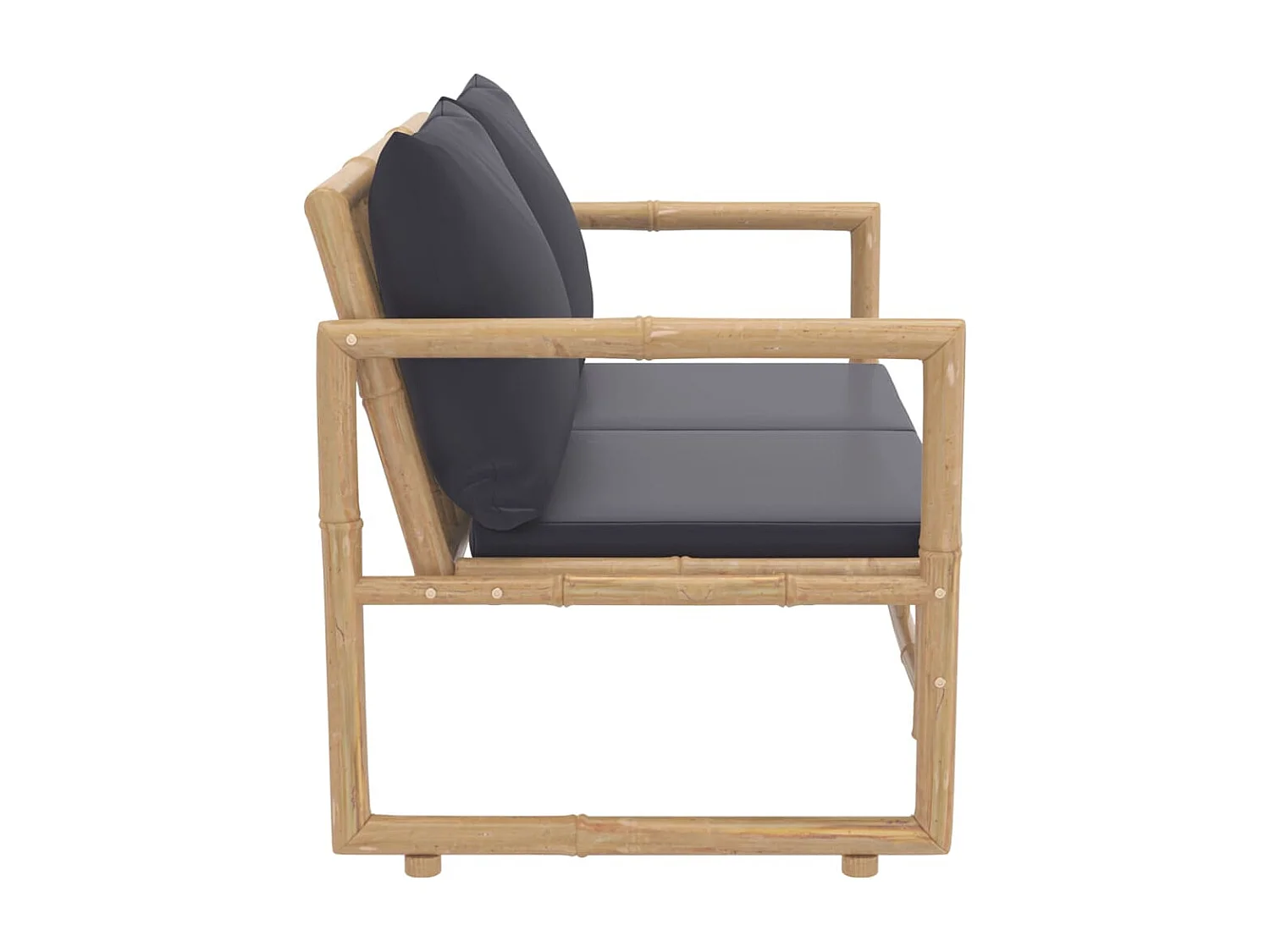 Salon de jardin 2 pcs avec coussins gris foncé bambou