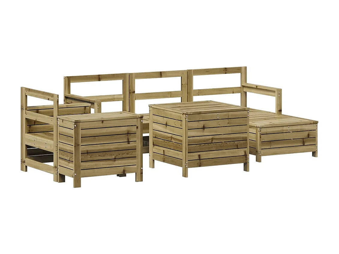 Salon de jardin 7 pcs bois de pin imprégné