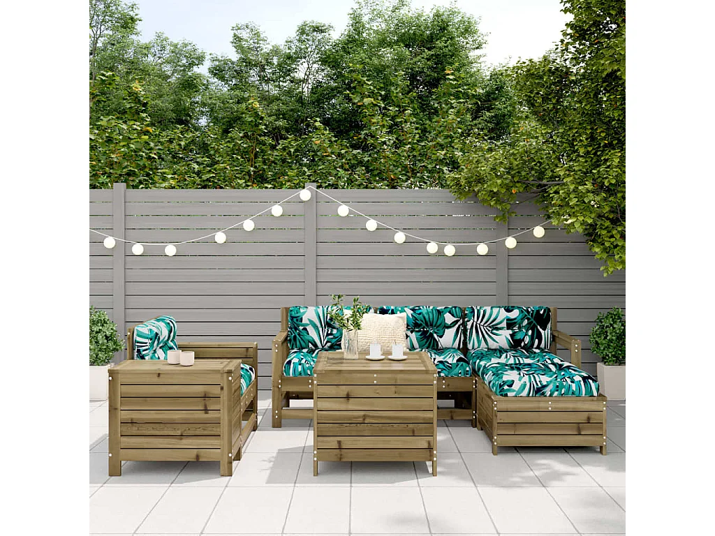 Salon de jardin 7 pcs bois de pin imprégné