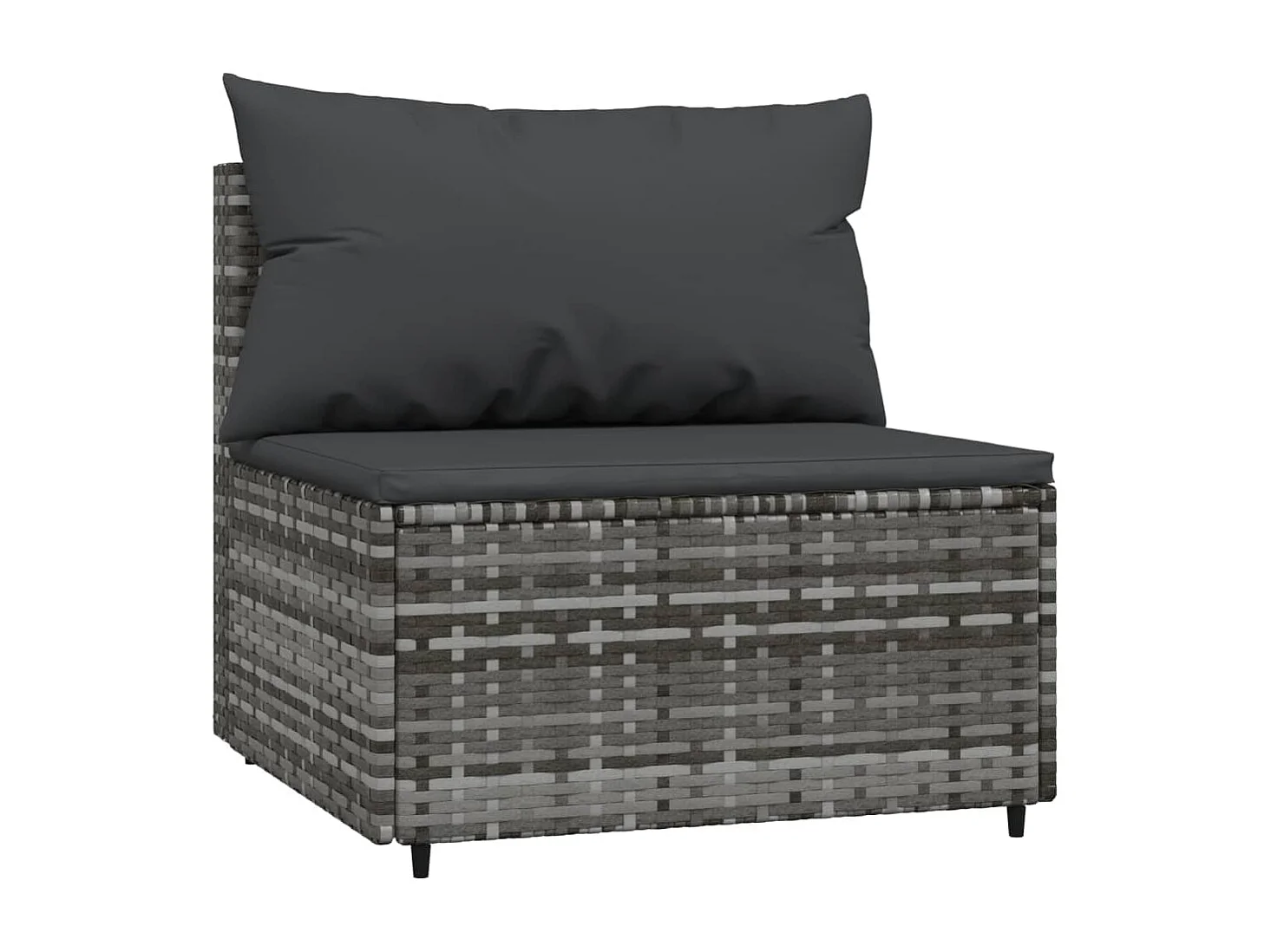 Salon de jardin 4 pcs avec coussins Gris Résine tressée