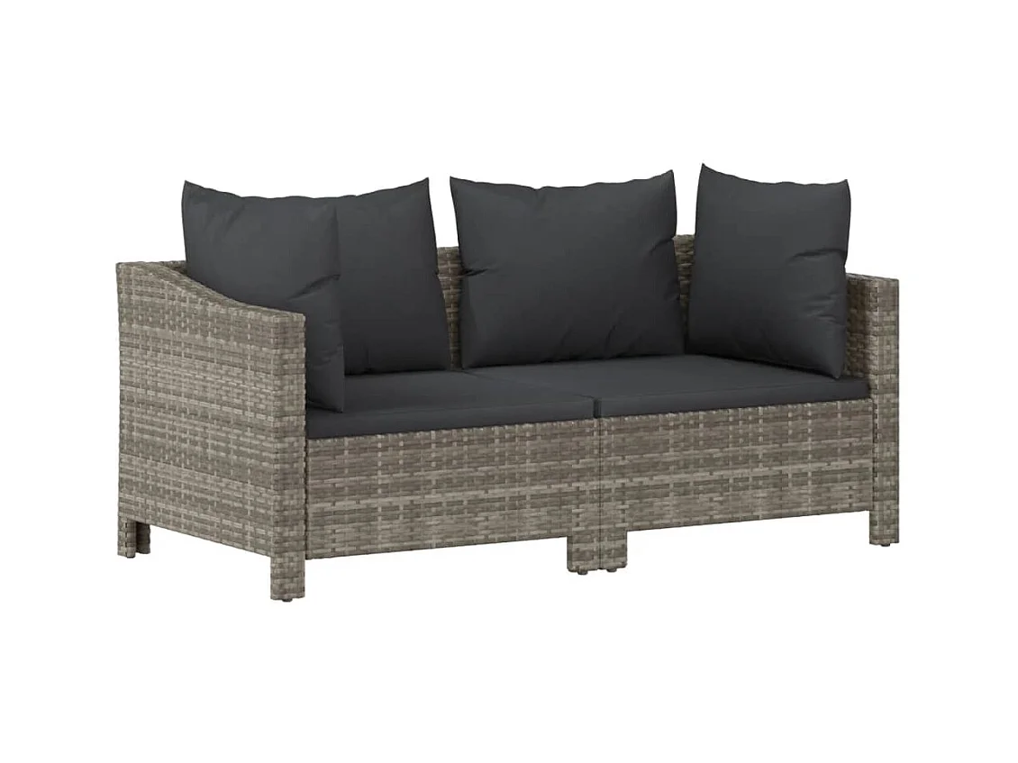 Salon de jardin 2 pcs avec coussins Gris Résine tressée