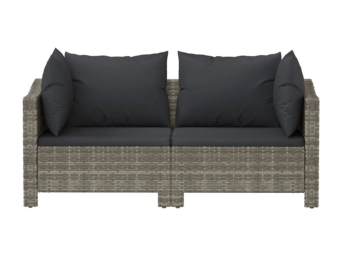 Salon de jardin 2 pcs avec coussins Gris Résine tressée