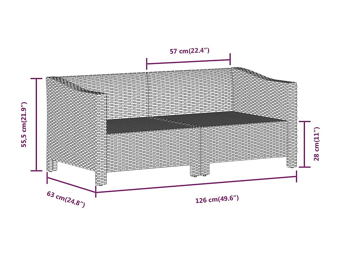 Salon de jardin 2 pcs avec coussins Gris Résine tressée