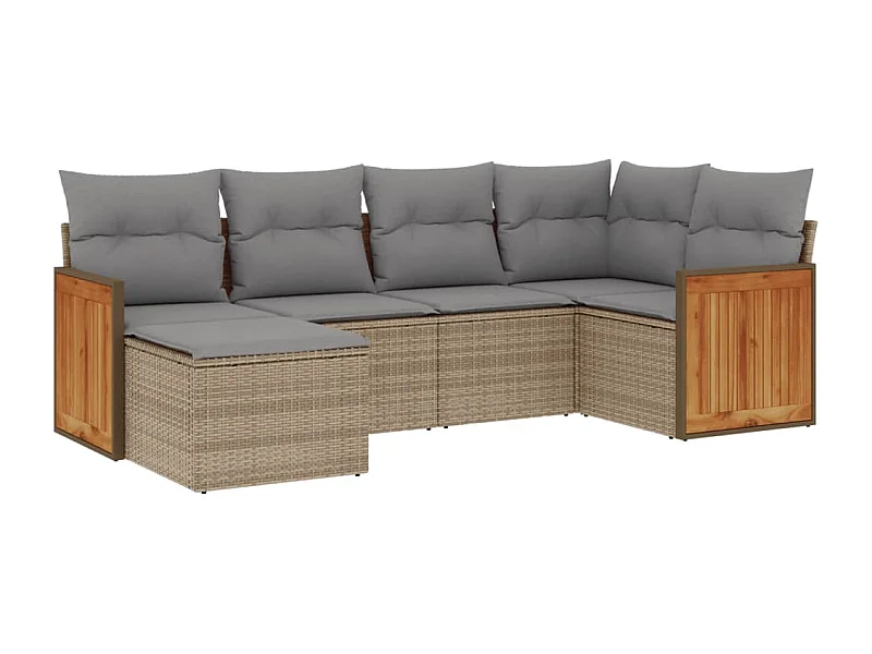 Salon de jardin avec coussins 6 pcs beige résine tressée