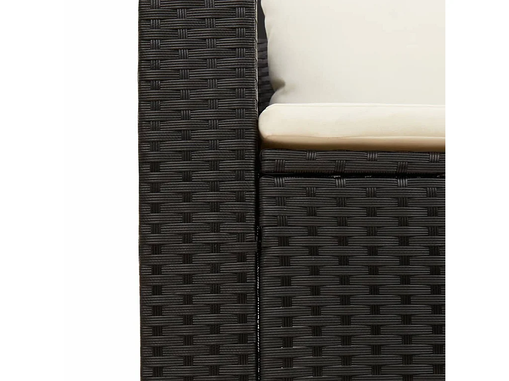 Salon de jardin 5 pcs avec coussins noir résine tressée acacia