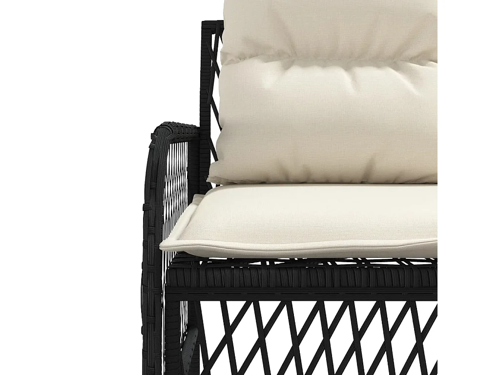 Canapés de jardin 2 pcs avec coussins Noir Résine tressée