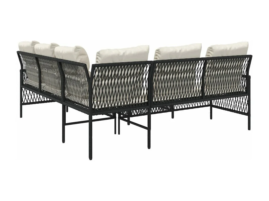 Canapés de jardin 2 pcs avec coussins Noir Résine tressée