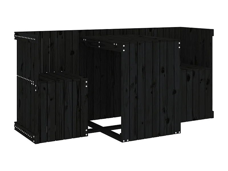 Set de balcon 2 places noir bois de pin massif