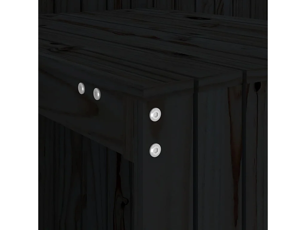 Set de balcon 2 places noir bois de pin massif