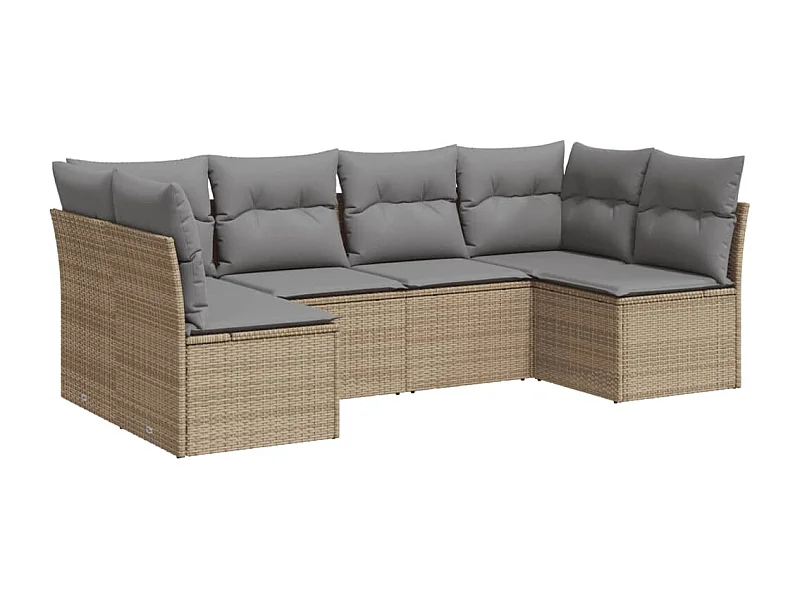 Salon de jardin avec coussins 6 pcs beige résine tressée