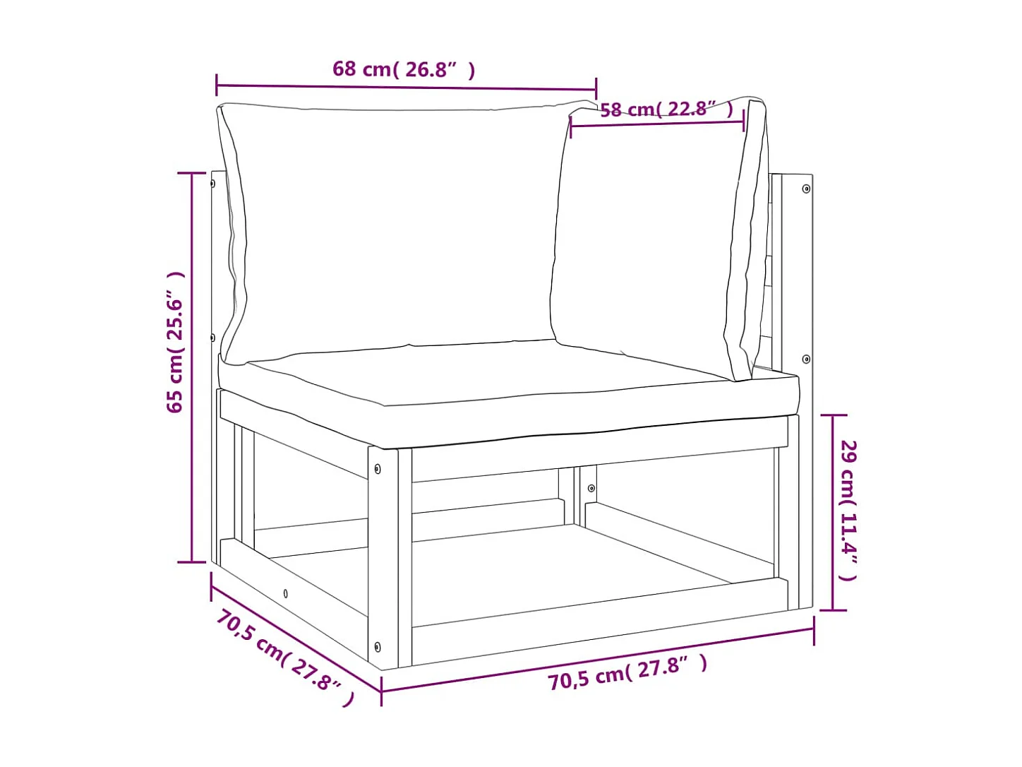 Salon de jardin 6 pcs avec coussins vert bois massif