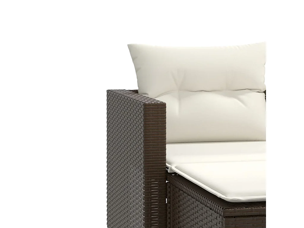 Canapé de jardin 2 places avec tabourets marron résine tressée