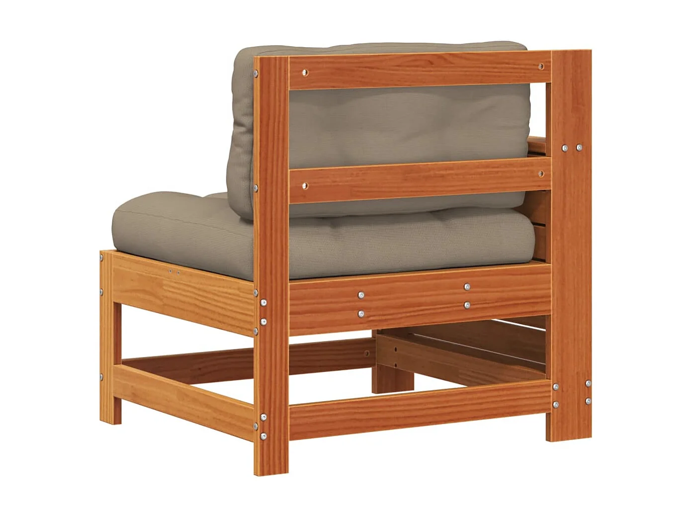 Canapé de jardin accoudoir coussins marron bois pin massif