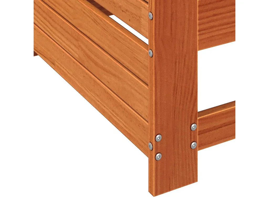 Canapé de jardin accoudoir coussins marron bois pin massif