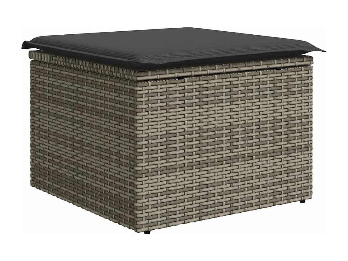 Salon de jardin avec coussins 7 pcs gris résine tressée