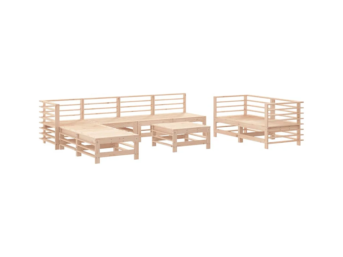 Salon de jardin 9 pcs Bois de pin massif