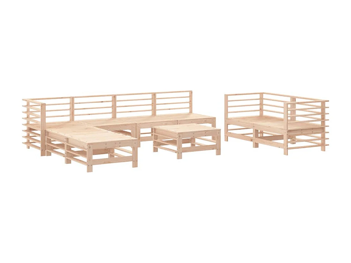 Salon de jardin 9 pcs Bois de pin massif