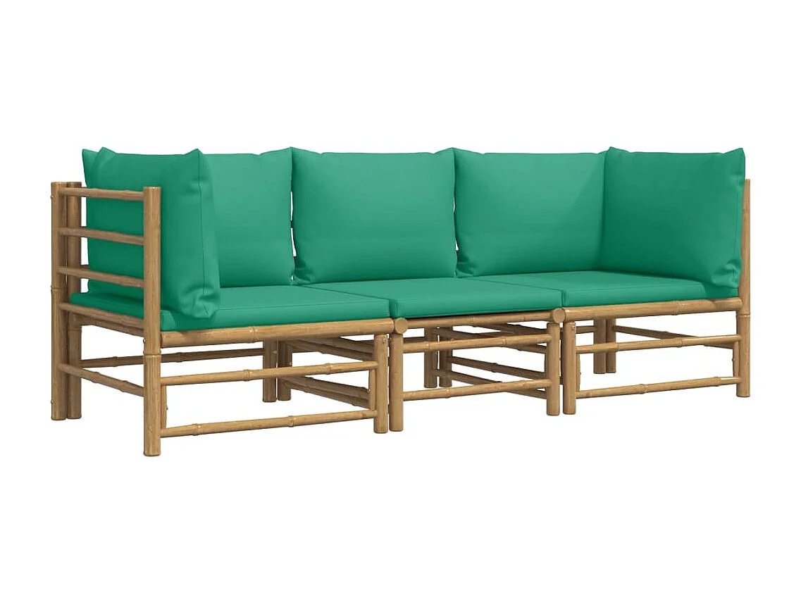Salon de jardin 3 pcs avec coussins vert bambou