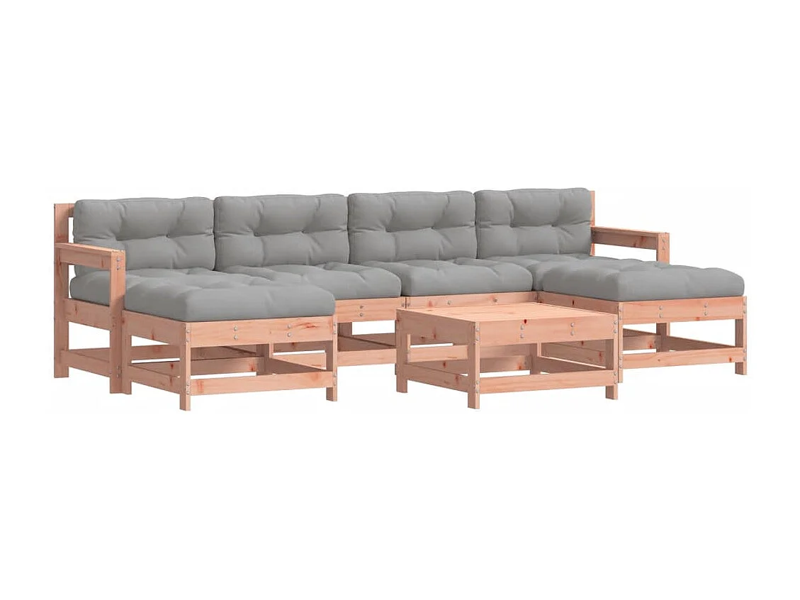 Salon de jardin 7 pcs avec coussins bois massif douglas