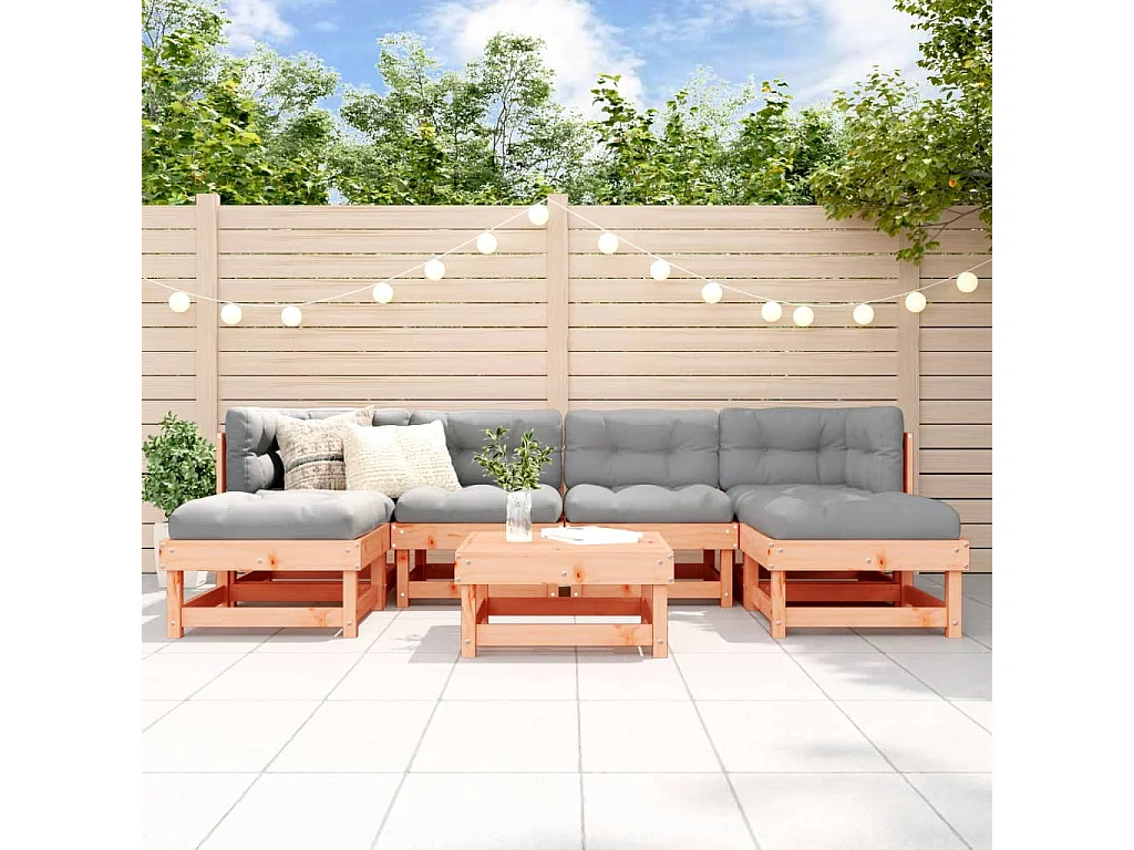 Salon de jardin 7 pcs avec coussins bois massif douglas