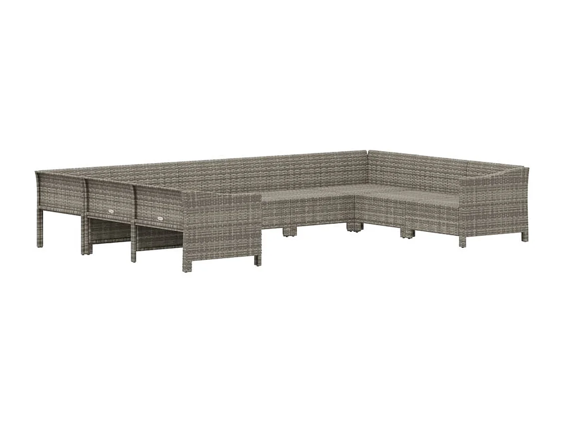 vidaXL Set de muebles de jardín 9 pzas y cojines ratán sintético gris