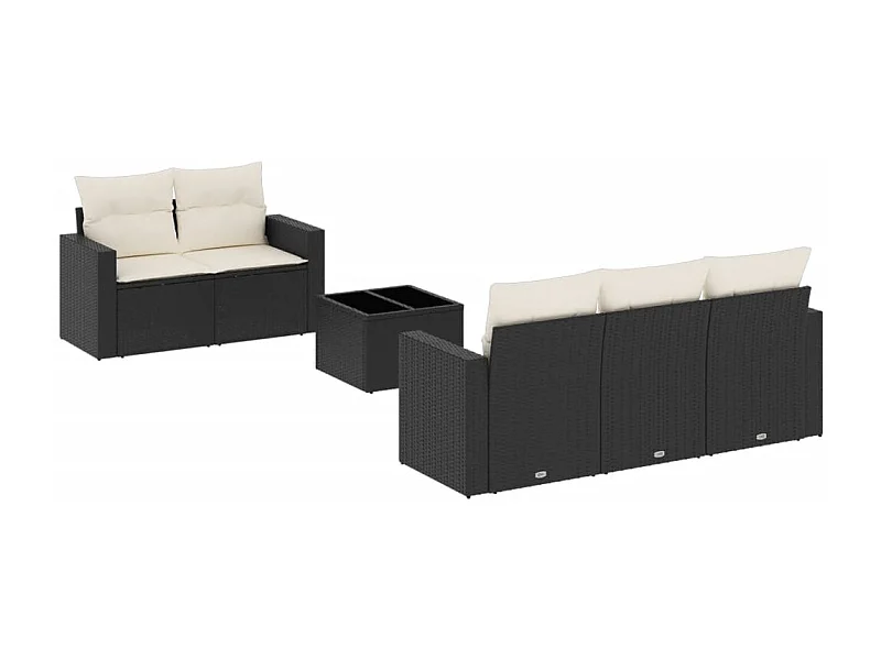 Salon de jardin 6 pcs avec coussins noir résine tressée